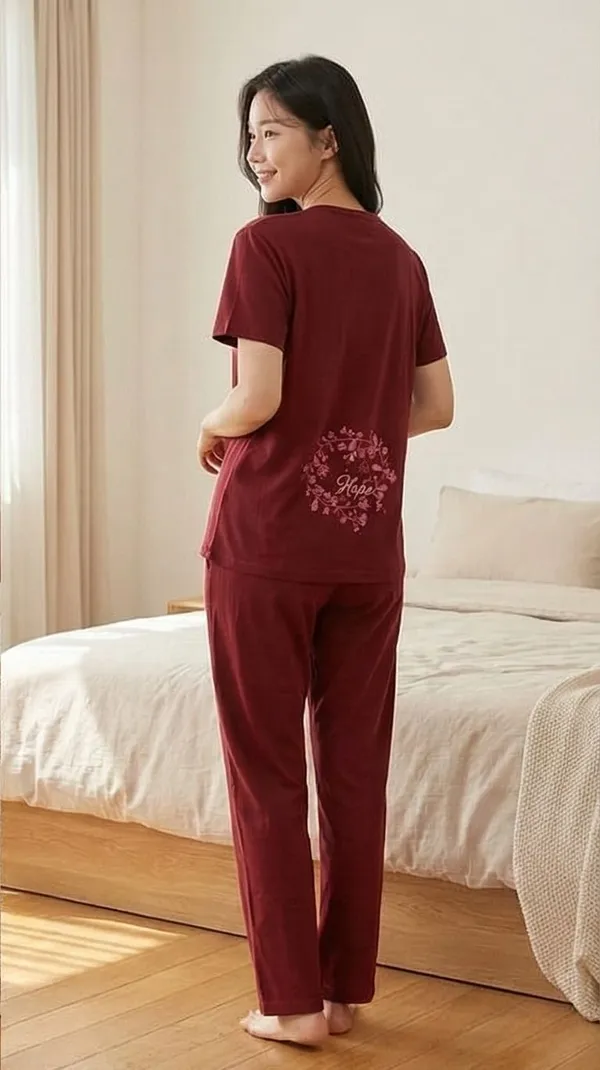 SKYBEN_Women_Printed_Maroon_Top_And_Pyjama_Set
