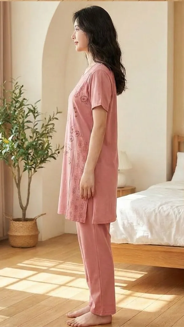 SKYBEN_Women_Printed_Peach_Night_Suit_Set