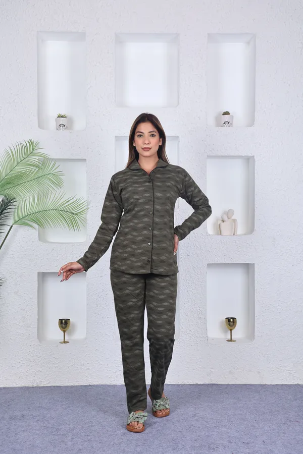 SKYBEN_Women_Printed_Olive_Green_Top_And_Pyjama_Set