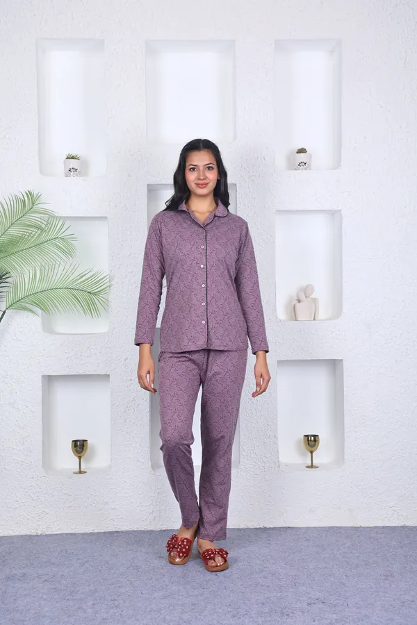SKYBEN_Women_Printed_Mauve_Top_And_Pyjama_Set