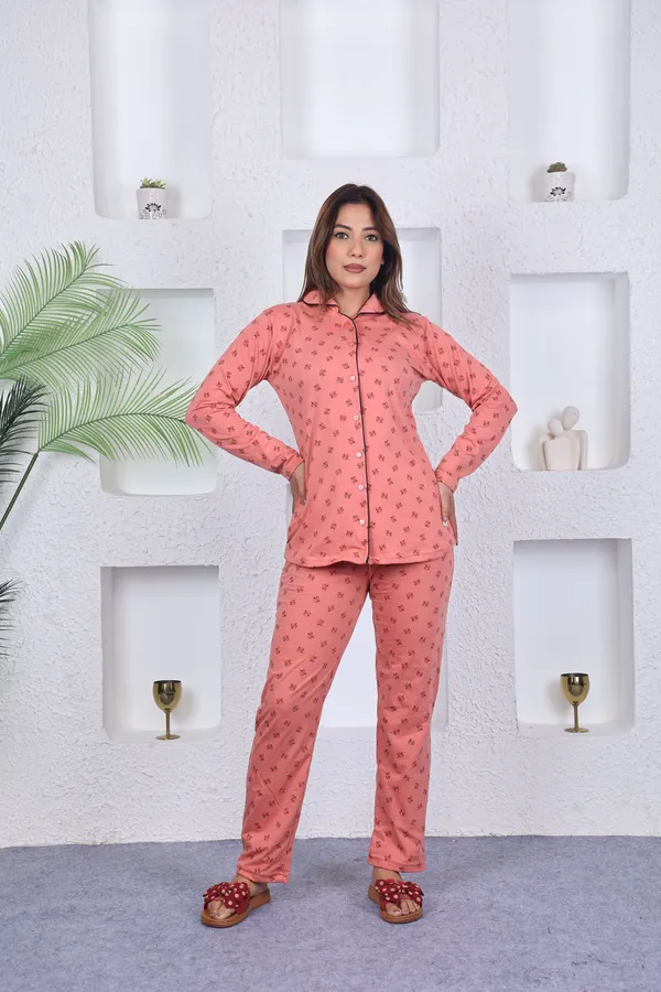 SKYBEN_Women_Printed_Peach_Top_And_Pyjama_Set