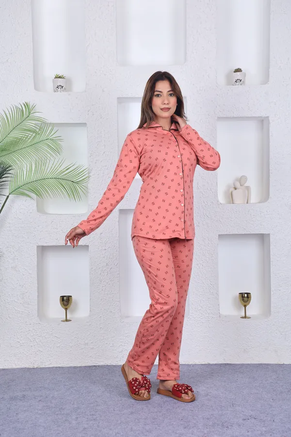 SKYBEN_Women_Printed_Peach_Top_And_Pyjama_Set