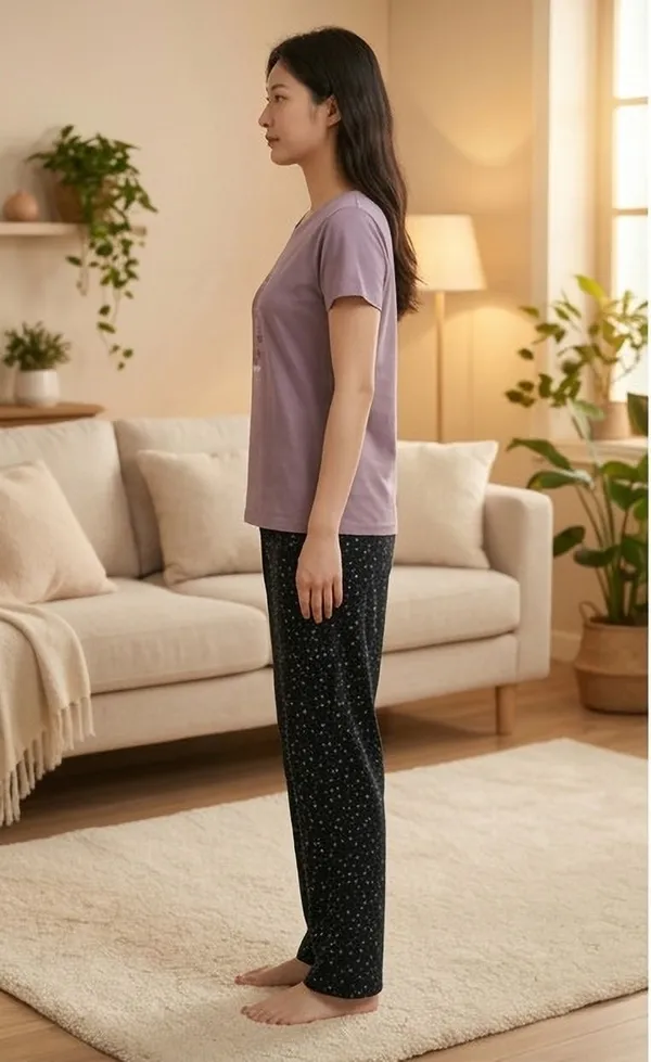 SKYBEN_Women_Printed_Mauve_And_Black_Top_And_Pyjama_Set