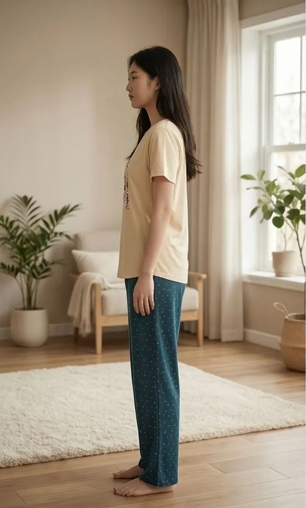 SKYBEN_Women_Printed_Beige_And_Dark_Green_Top_And_Pyjama_Set