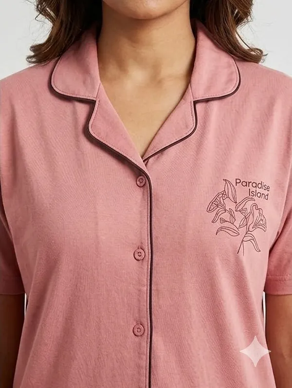 SKYBEN_Women_Printed_Peach_Shirt_And_Pyjama_set