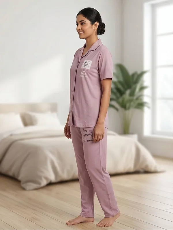SKYBEN_Women_Printed_Mauve_Shirt_And_Pyjama_set