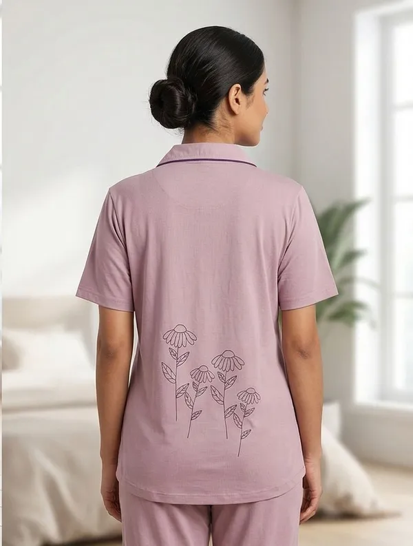 SKYBEN_Women_Printed_Mauve_Shirt_And_Pyjama_set