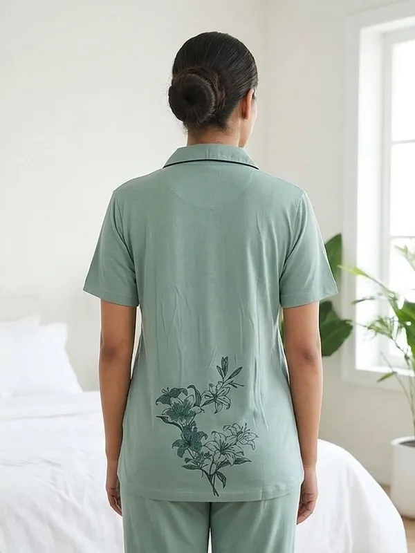 SKYBEN_Women_Printed_Sage_Green_Shirt_And_Pyjama_set