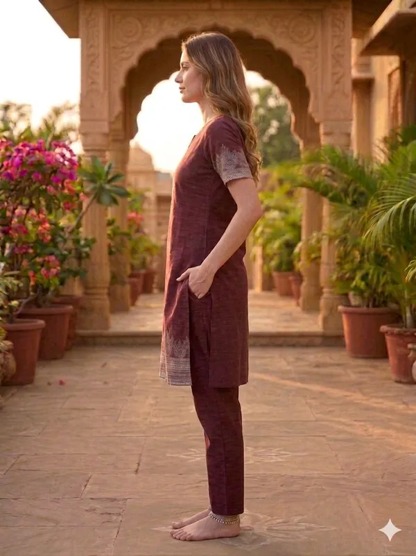 SKYBEN_Women_Printed_Maroon_Night_Suit_Set