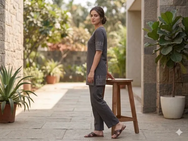 SKYBEN_Women_Printed_Charcoal_Grey_Night_Suit_Set