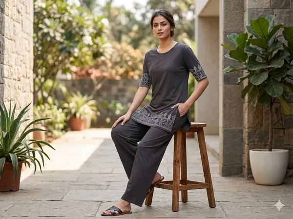 SKYBEN_Women_Printed_Charcoal_Grey_Night_Suit_Set