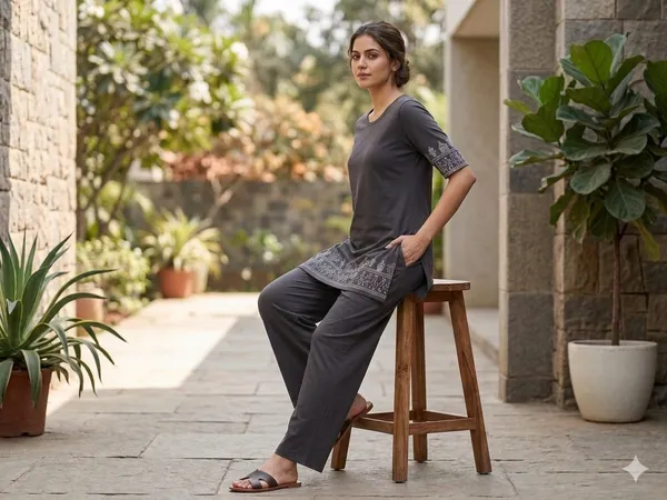 SKYBEN_Women_Printed_Charcoal_Grey_Night_Suit_Set