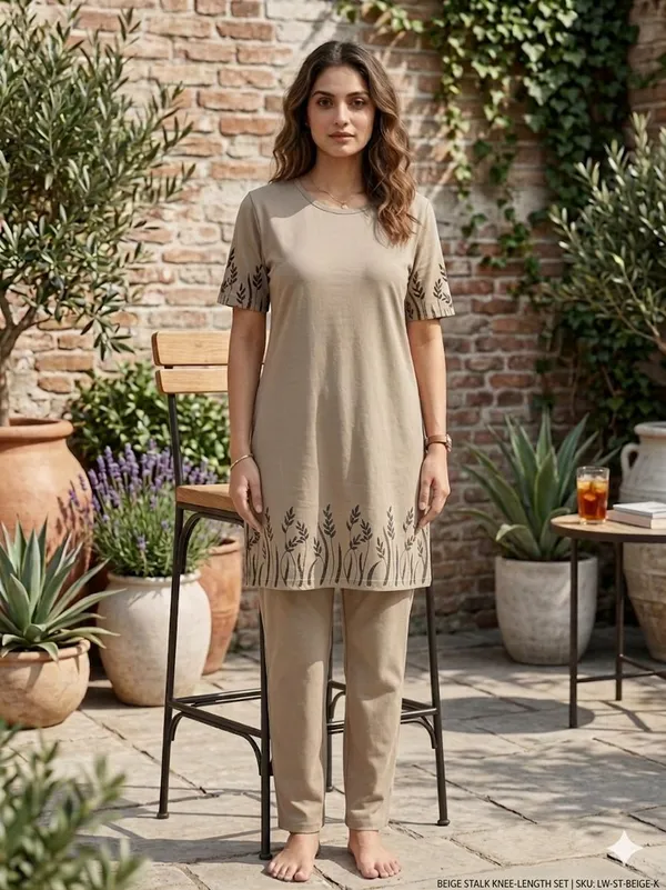 SKYBEN_Women_Printed_Brown_Night_Suit_Set
