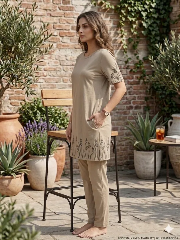 SKYBEN_Women_Printed_Brown_Night_Suit_Set