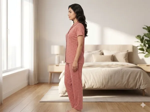SKYBEN_Women_Printed_Peach_Shirt_And_Pyjama_set