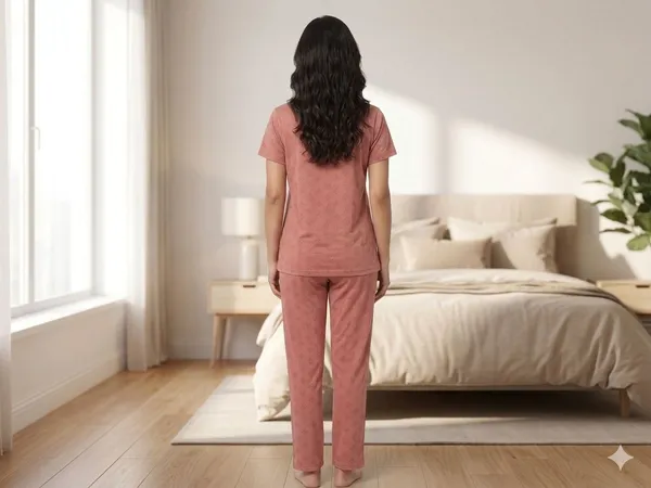 SKYBEN_Women_Printed_Peach_Shirt_And_Pyjama_set
