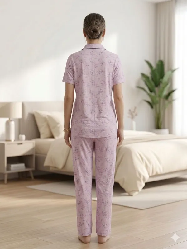 SKYBEN_Women_Printed_Lavender_Shirt_And_Pyjama_set