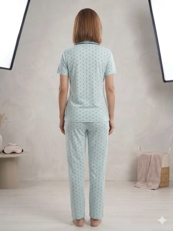 SKYBEN_Women_Printed_Sky_Blue_Shirt_And_Pyjama_set