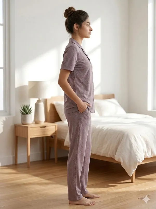 SKYBEN_Women_Printed_Mauve_Shirt_And_Pyjama_set