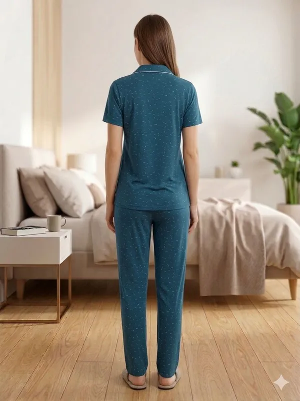 SKYBEN_Women_Printed_Teal_Blue_Shirt_And_Pyjama_set