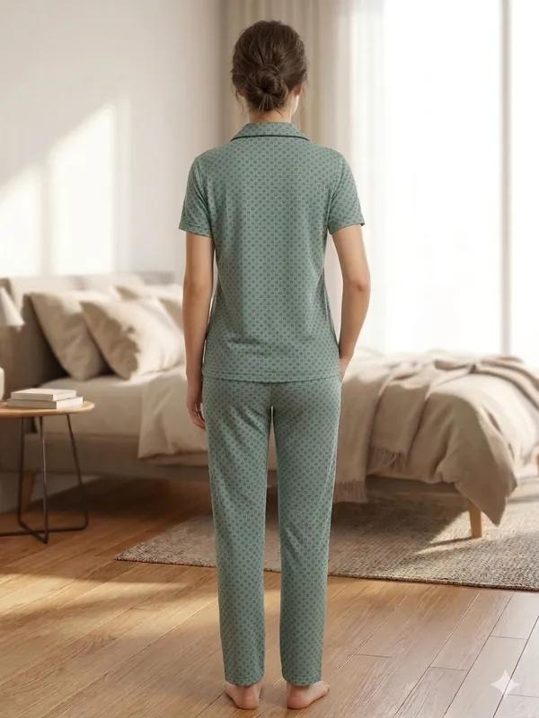 SKYBEN_Women_Printed_Sage_Green_Shirt_And_Pyjama_set