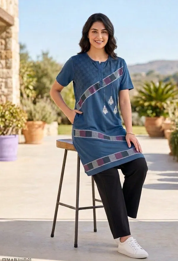 SKYBEN_Women_Printed_Blue_And_Top_And_Pyjama_Set