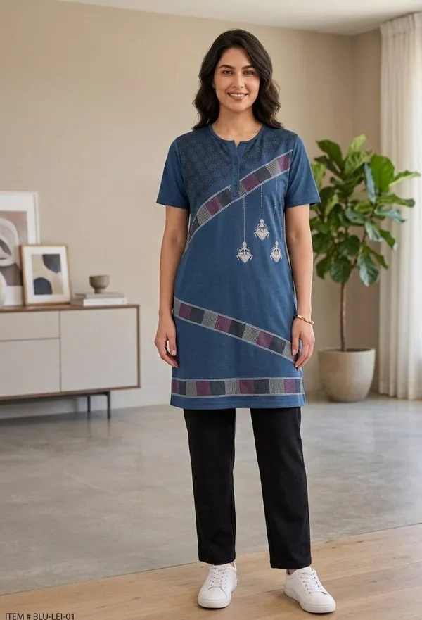 SKYBEN_Women_Printed_Blue_And_Top_And_Pyjama_Set