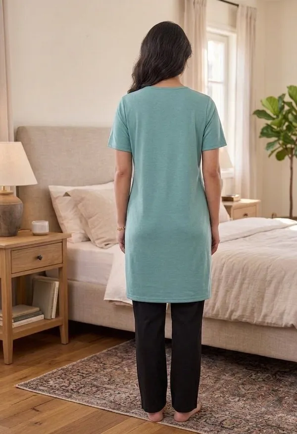 SKYBEN_Women_Printed_Mint_Green_And_Black_Top_And_Pyjama_Set