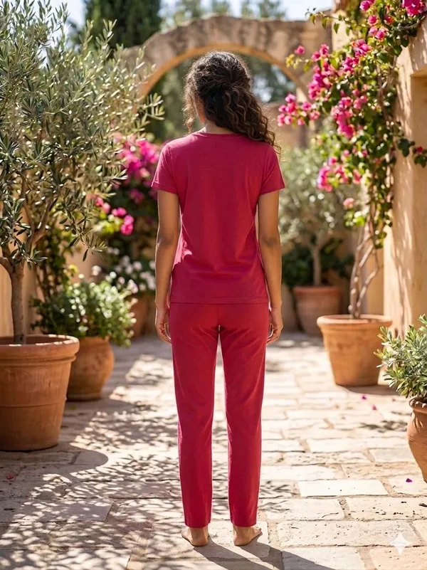 SKYBEN_Women_Printed,_Graphic_Print_Red_Top_And_Pyjama_Set