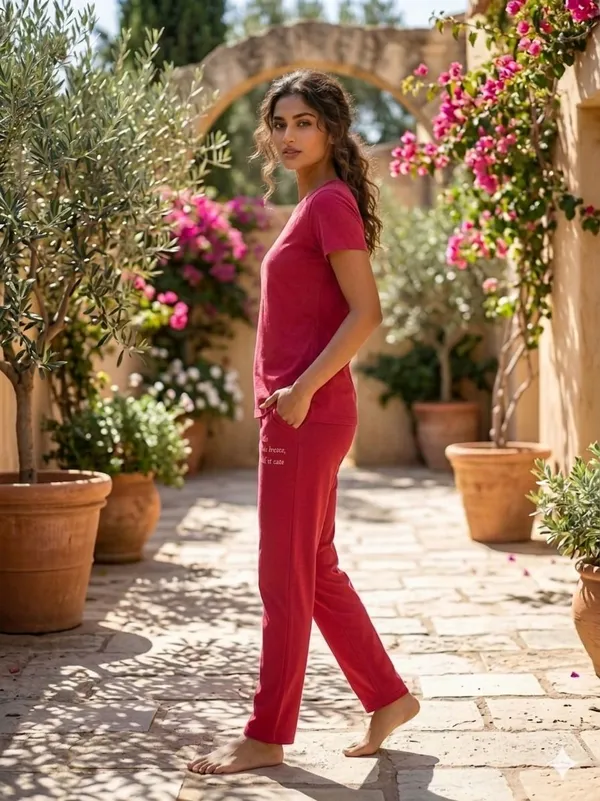 SKYBEN_Women_Printed,_Graphic_Print_Red_Top_And_Pyjama_Set