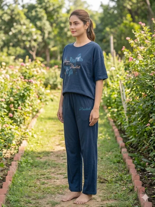 SKYBEN_Women_Printed_Graphic_Print_Teal_Blue_Top_And_Pyjama_Set