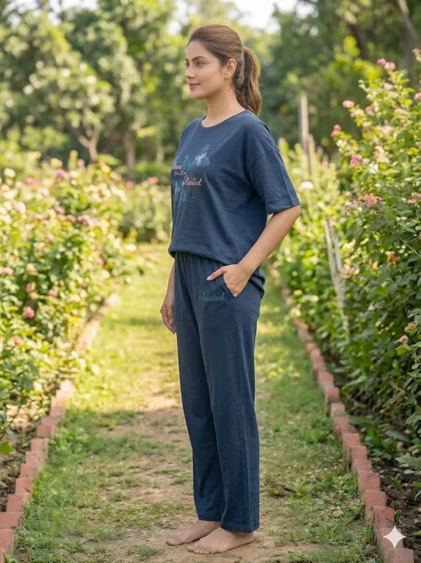 SKYBEN_Women_Printed_Graphic_Print_Teal_Blue_Top_And_Pyjama_Set
