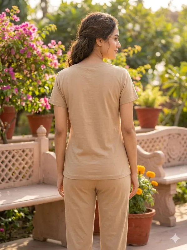 SKYBEN_Women_Printed,_Graphic_Print_Beige_Top_And_Pyjama_Set