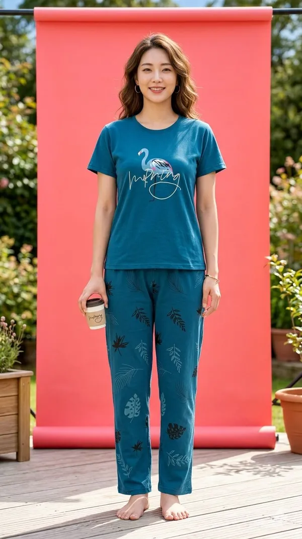 SKYBEN_Women_Printed_Teal_Blue_Top_And_Pyjama_Set