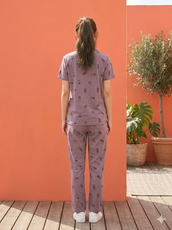 SKYBEN_Women_Printed_Purple_Mauve_And_Pyjama_set