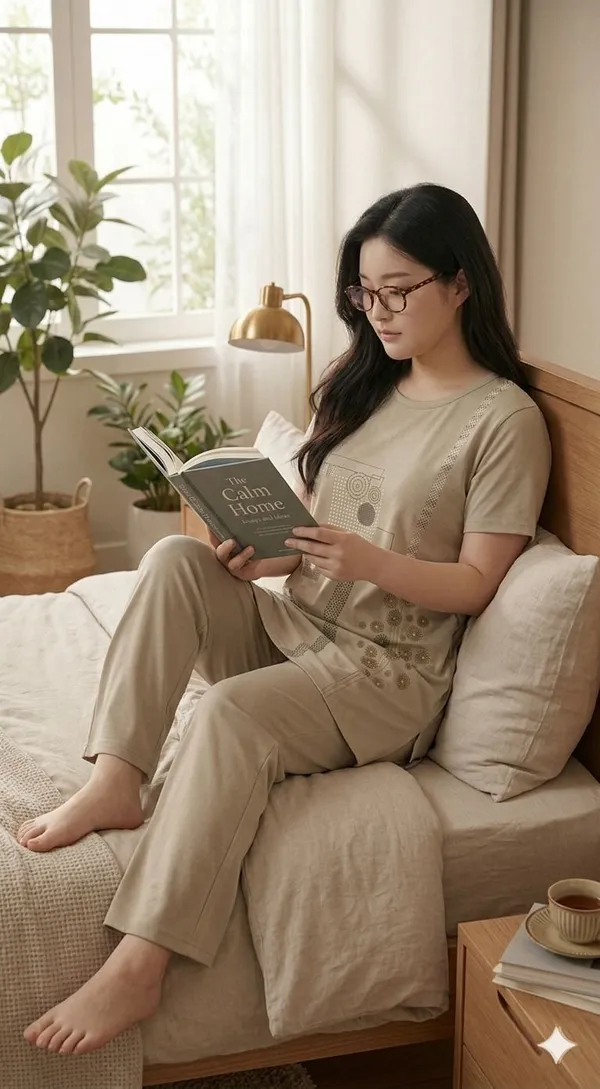 SKYBEN_Women_Solid_Beige_Top_And_Pyjama_Set