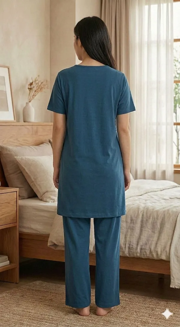 SKYBEN_Women_Floral_Print_Teal_Blue_Top_And_Pyjama_Set