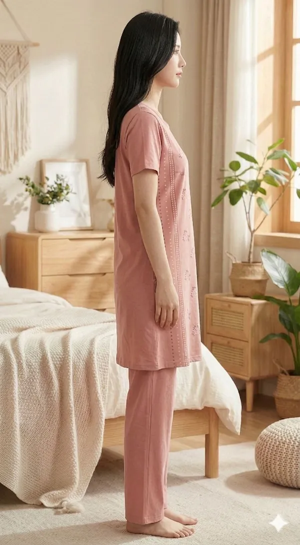 SKYBEN_Women_Floral_Print_Peach_Top_And_Pyjama_Set