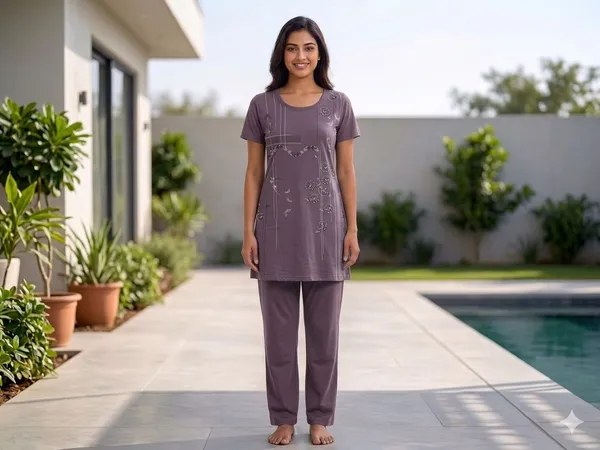 SKYBEN_Women_Printed_Muted_Purple_Top_And_Pyjama_Set