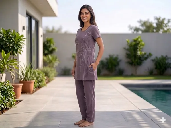 SKYBEN_Women_Printed_Muted_Purple_Top_And_Pyjama_Set