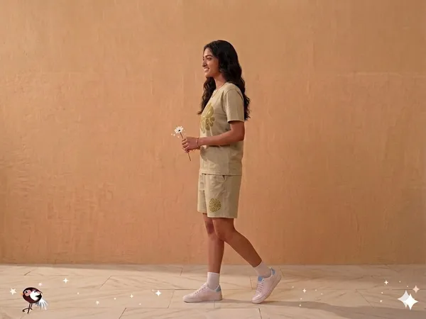 SKYBEN_Women_Floral_Print,_Printed,_Abstract,_Colorblock,_Graphic_Print,_Beige_Top_And_Shorts_Set