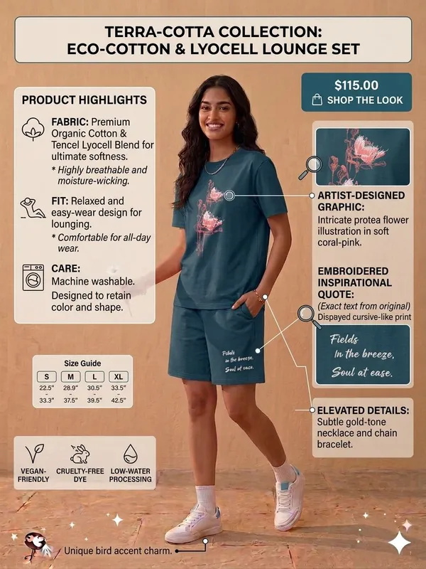 SKYBEN_Women_Floral_Print,_Printed,_Abstract,_Colorblock,_Graphic_Print,_Teal_Top_And_Shorts_Set