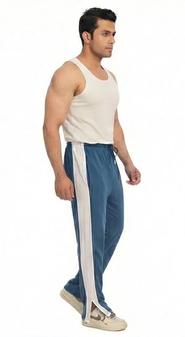 SKYBEN_Solid,_Striped_Men_Teal_Track_Pants