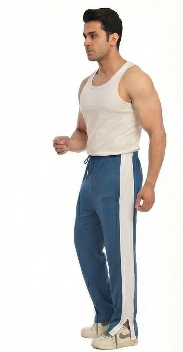 SKYBEN_Solid,_Striped_Men_Teal_Track_Pants