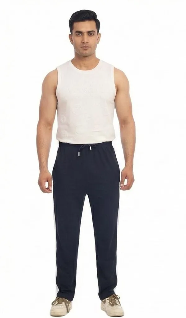 SKYBEN_Solid,_Striped_Men_Black_Track_Pants