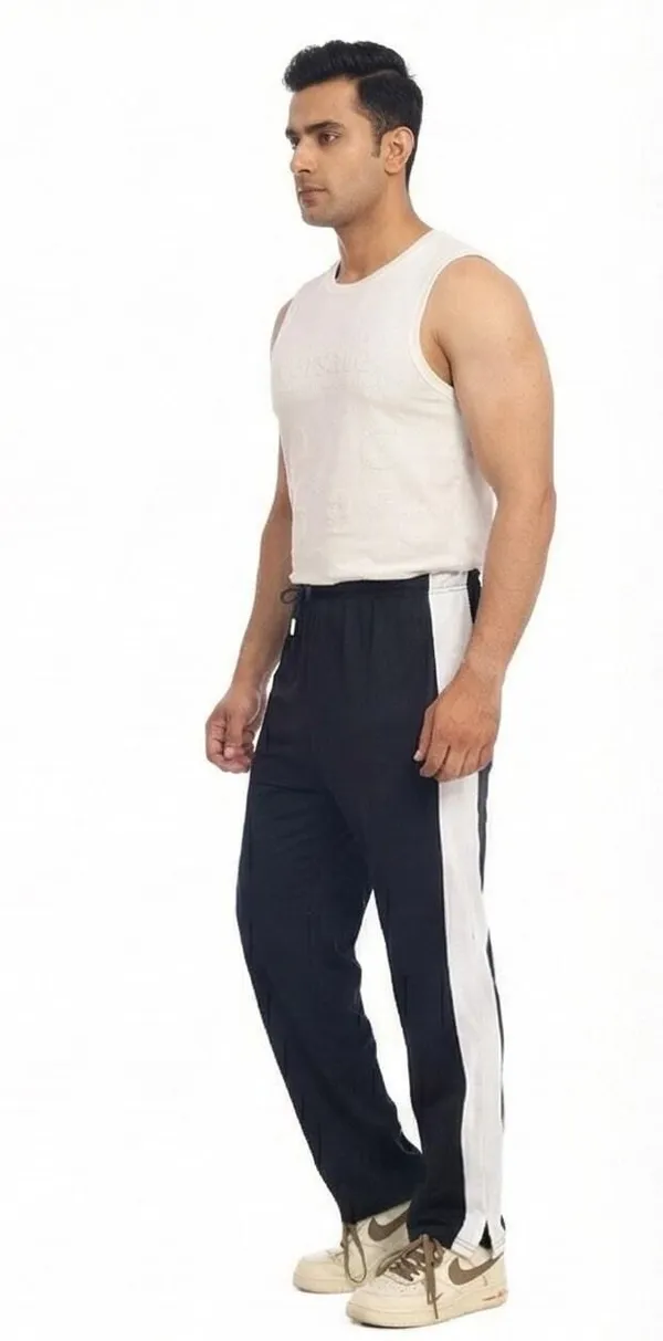 SKYBEN_Solid,_Striped_Men_Black_Track_Pants