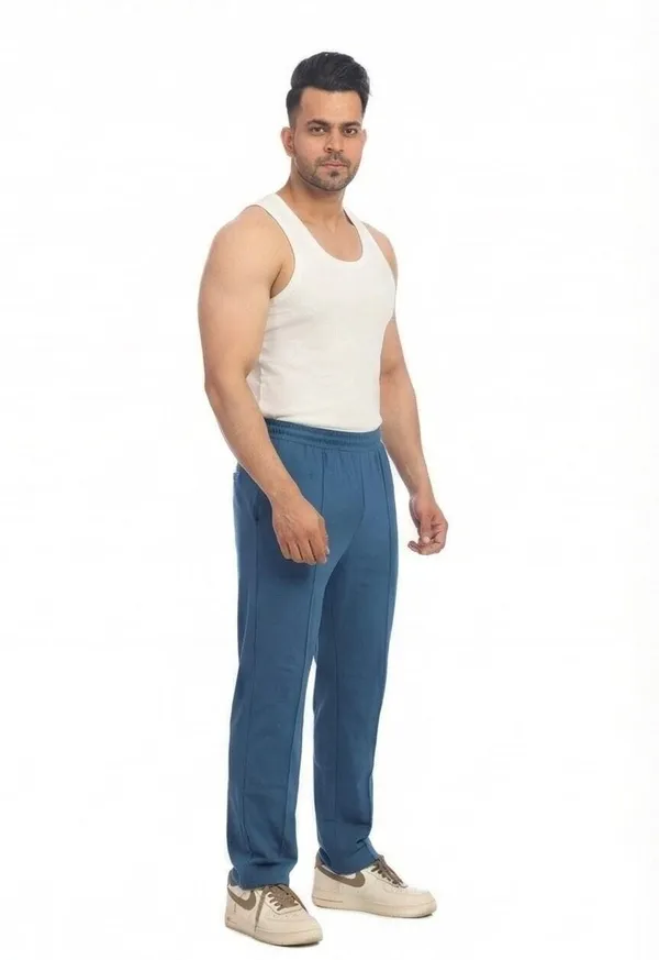 SKYBEN_Solid,_Striped_Men_Teal_Track_Pants