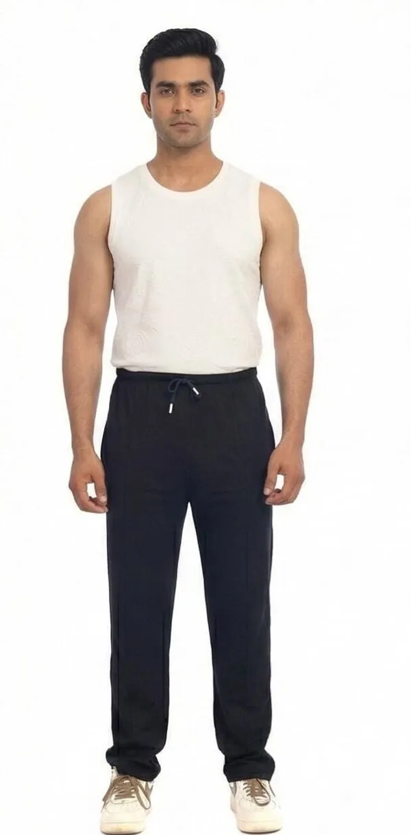 SKYBEN_Solid,_Striped_Men_Black_Track_Pants