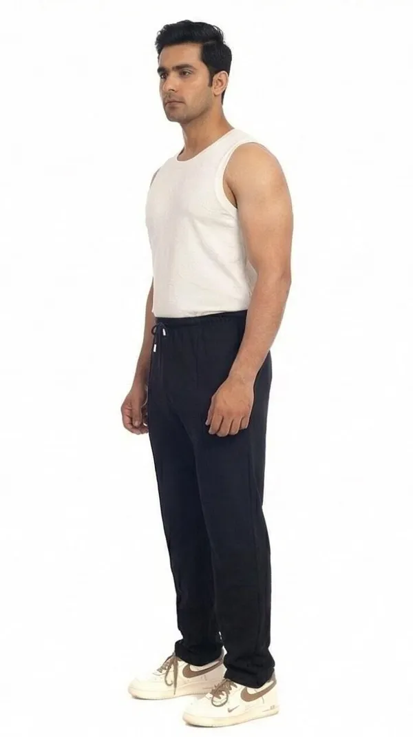 SKYBEN_Solid,_Striped_Men_Black_Track_Pants