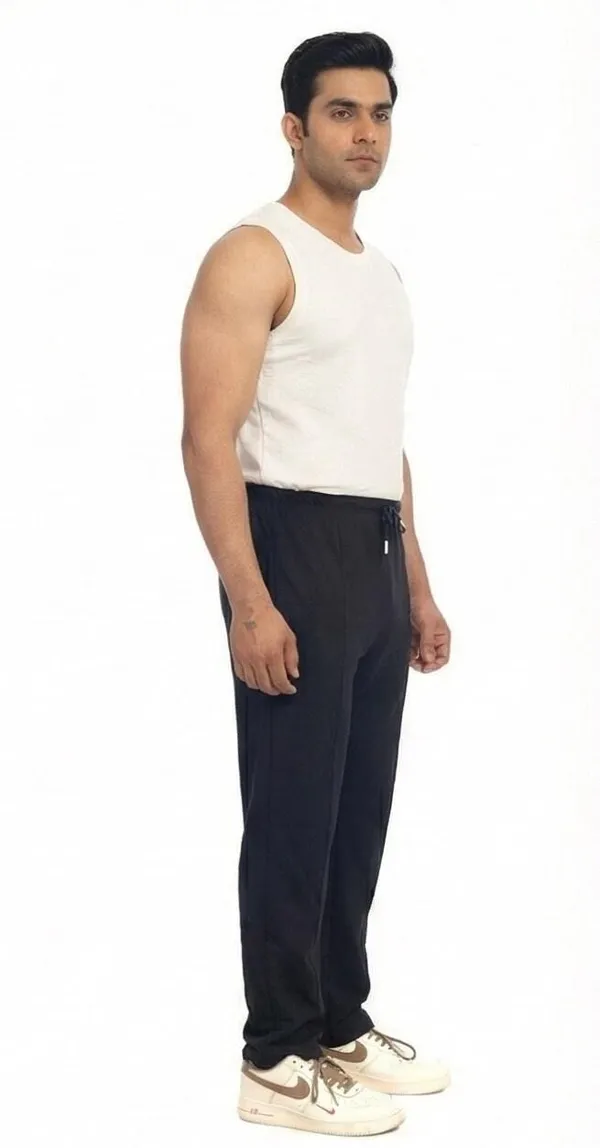 SKYBEN_Solid,_Striped_Men_Black_Track_Pants